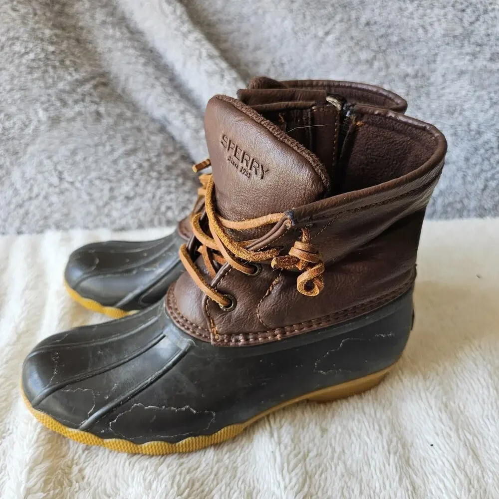 Sperry Top Sider Saltwater Youth Girls Boys Size 2 Shoes Black Rubber Duck Boots
